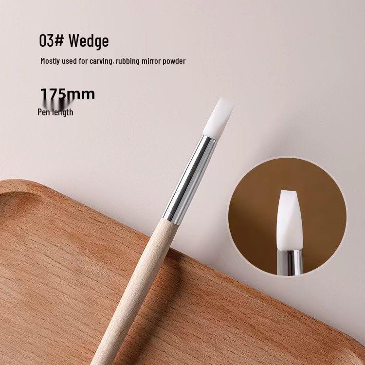 

5-Piece Japanese Style Nail Art Silicone Pen Set with Wooden Handles for Carving, Embossing, and Painting