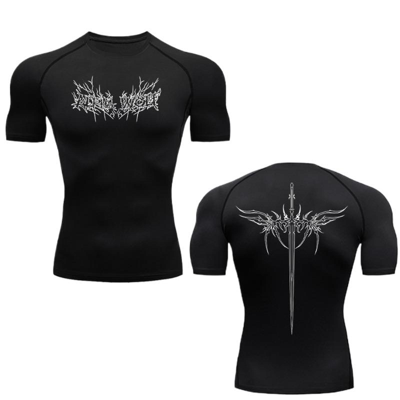 Short Sleeve T-Shirt Men's Compressio Summer Rashguard Shirt Gym Fitness Quick Dry Tight Sweat-Resistant Moisture-Wicking Gym Sports Workout