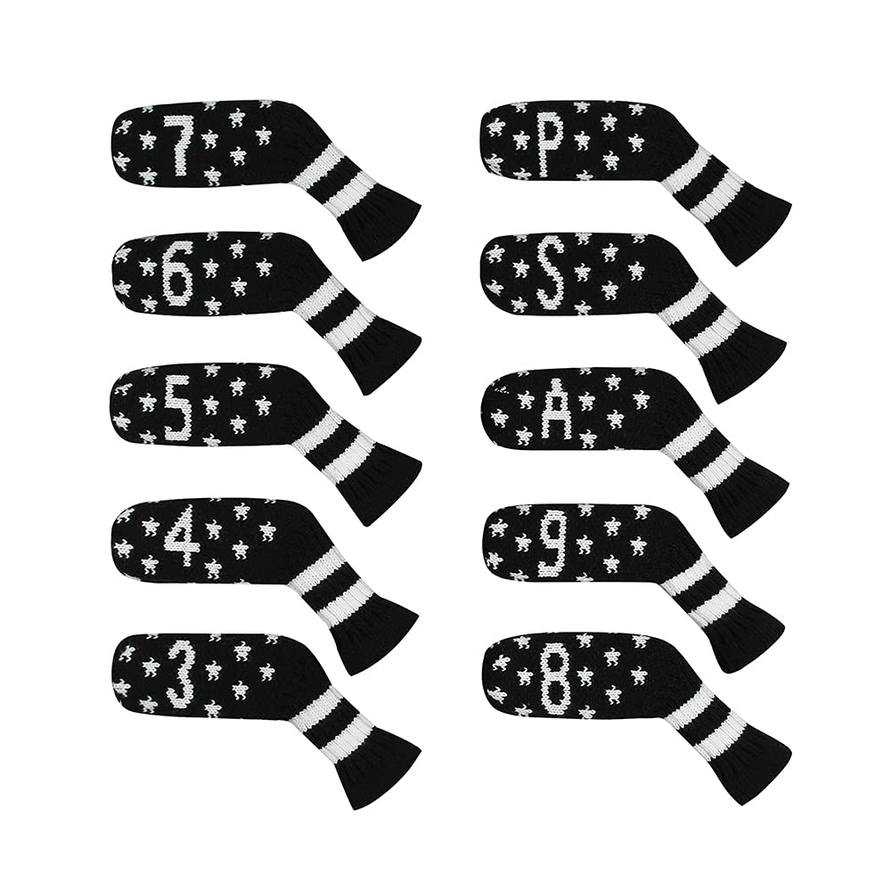 Scott Edward Golf Iron Headcovers, Set of 10, Cute, Sock-Shaped, Washable, Durable Golf Club Head Protectors (Stars)
