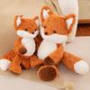 Cute Running Fox Plush Doll With Rose Velvet Fabric For Kids Bedroom Decor