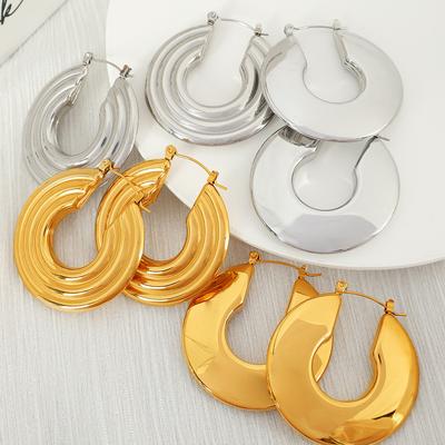 Hong Kong Style Earrings Ins Atmospheric U-shaped High-grade Titanium Steel Versatile Earrings Jewelry