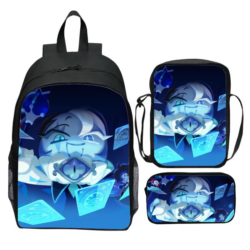Cookie Run Kingdom Three Piece Set Backpack Cartoon Game Peripheral Elementary School Backpack Shoulder Bag Small Pencil Case