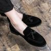 2025 New Stripe Patchwork Leather Shoe Handmade Wedding Party Shoes Men Loafers Oxford Shoes  Mens Dress Shoes Big Size