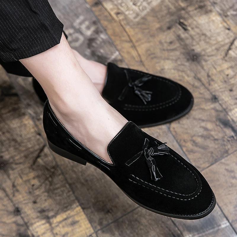 2025 New Stripe Patchwork Leather Shoe Handmade Wedding Party Shoes Men Loafers Oxford Shoes  Mens Dress Shoes Big Size