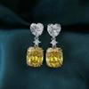 Heart and Cushion Cut Pink Stone Drop Earrings for Women Romantic Jewelry