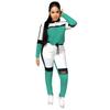Fashion Women's Casual Color Splicing Long Sleeve T-Shirt Long Pants Sports Set