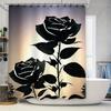Monochrome Rose Shower Curtain - Elegant Black And White Floral Design For A Waterproof And Unique Bathroom Dcor Set