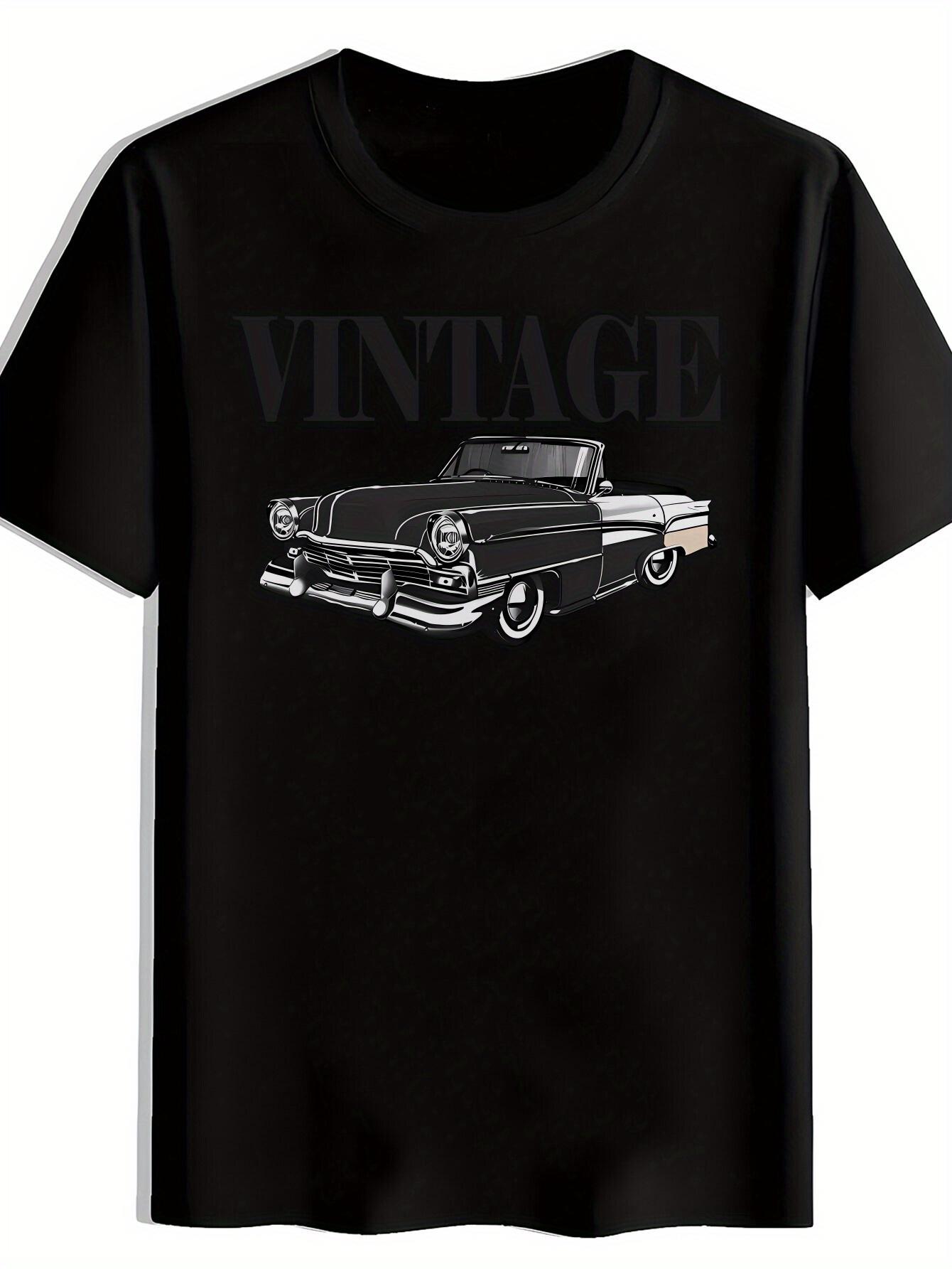 T-shirt Classic Retro Chrome-Plated Car Print M