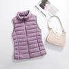 Women's Lightweight Down Vest, Korean Style, Stand-Up Collar, Slim-Fit, Sleeveless Jacket for Autumn and Winter.