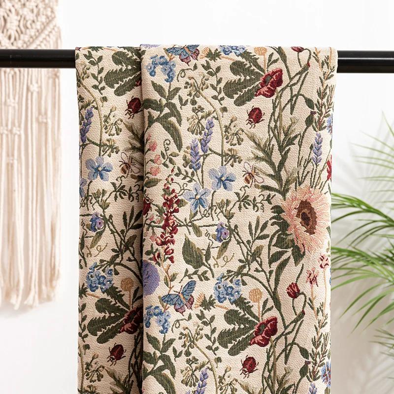 118X111Cm Jacquard Sofa Fabric Cloth Floral Polyester Wear Resistance Cotton DIY Cloth Make Your Own Tablecloths Pillowcase