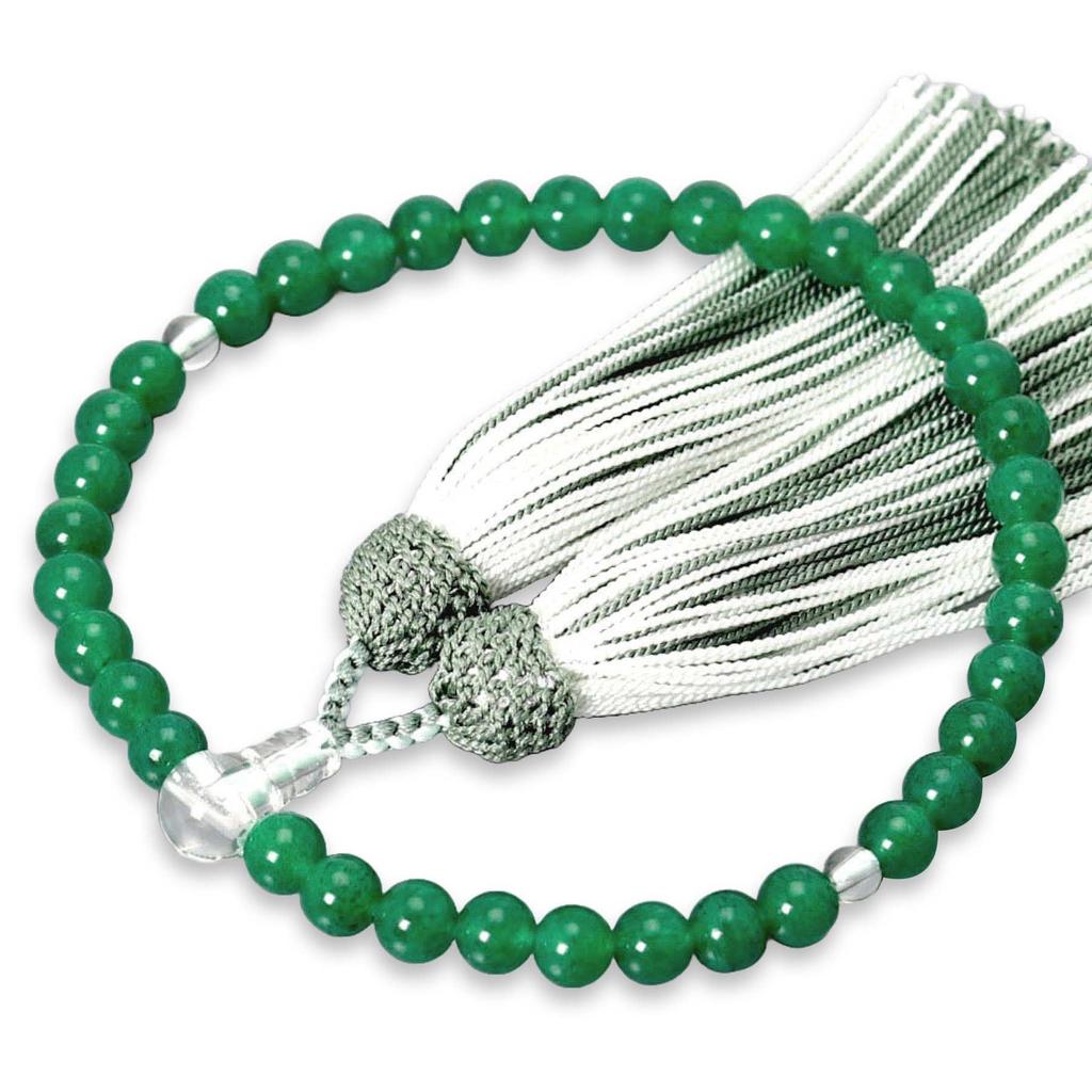 Women's Buddhist Prayer Beads, Kyoto Style, with Aventurine Beads, Crystal Beads, Silk Tassel, and Colorful Tassel. Suitable for all sects. Perfect