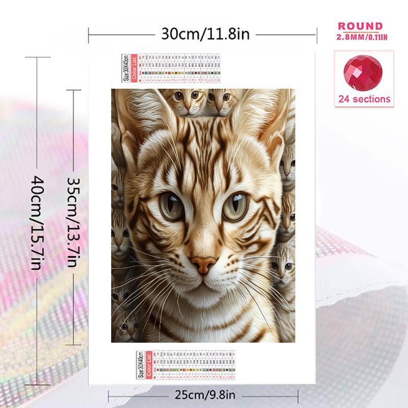 Cartoon Bengal cat Pattern 3pcs 100% Round Full Drill 5D DIY Diamond Painting Embroidery Cross Stitch Rhinestone Décor