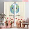 2pcs 2D Flat Printing Curtain Earth Kind Hearts Hands Polyester Without Electricity Birthday Party Perfect for Festive Wall