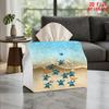 2D Flat 1pc, Tissue Box. Turtle Beach Pattern Napkin Dispenser, Reusable, Daily Desktop Tissue Organizer, Suitable for Kitchen Living Room Bedroom Bat