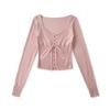 Spring New Style Women's Clothing Light and Mature Niche Tops Women's French Tie Waist Bottoming Sweater for Women