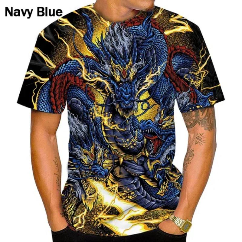 

Летняя новая модная крутая футболка с 3D принтом дракона для мужчин, повседневная с коротким рукавом