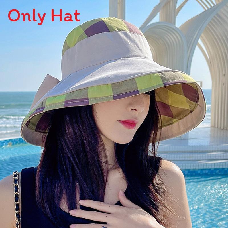 Cotton Patchwork Sun Hat With Wide Brim For Summer Beach And Outdoor Activities