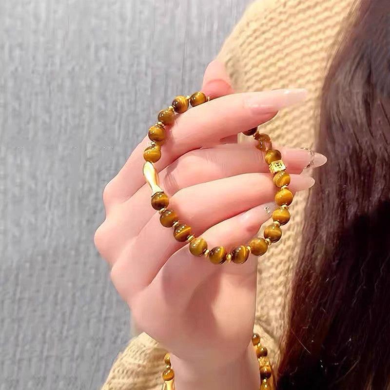 Vintage Gradient Tiger Eye Stone Bracelet Light Luxury Charm Bracelets for women High Quality Party Wedding Fine