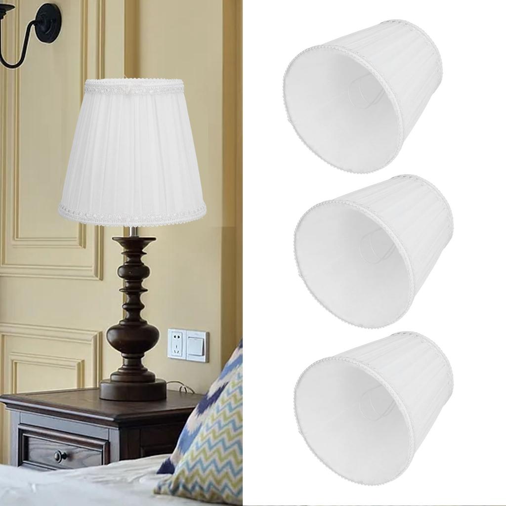 3PCS E14 ClipOn Cloth Lamp Shade Modern Fabric Lampshade Table Light Cover for Candle Chandelier(Black )