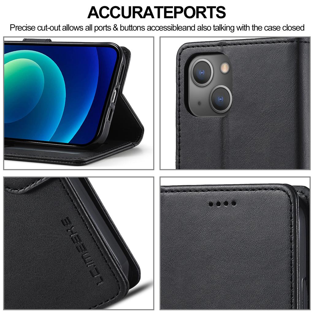 LC.IMEEKE Wallet Case for iPhone 15 Plus,Anti-scratch PU Leather Calf Texture Stand Flip Cover