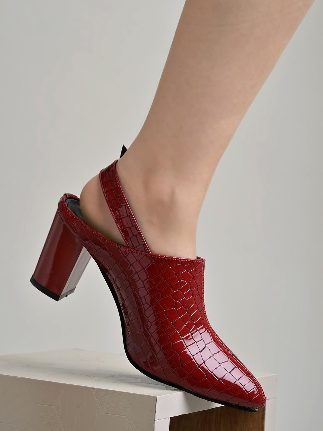 

Shoetopia Croco Print Stylish Pointed Toe Cherry Pumps For Women & Girls-Eu37 4 UK вишня