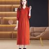 2025 Autumn Dress Women Knitting Sweater Loose Casual Stripe Autumn Elegant Long Maxi Dress Green
