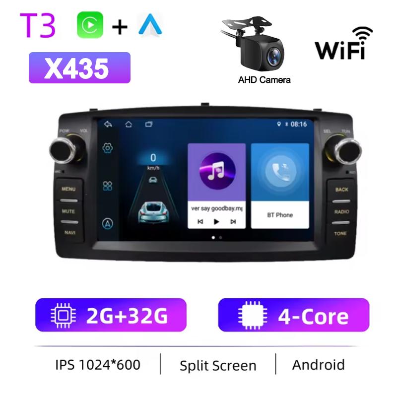 2 Din Car Radio 7'' Wireless CarPlay for Apple Android Auto For Toyota Corolla E120 2003-2015 BYD F3 WiFi GPS Multimedia Player