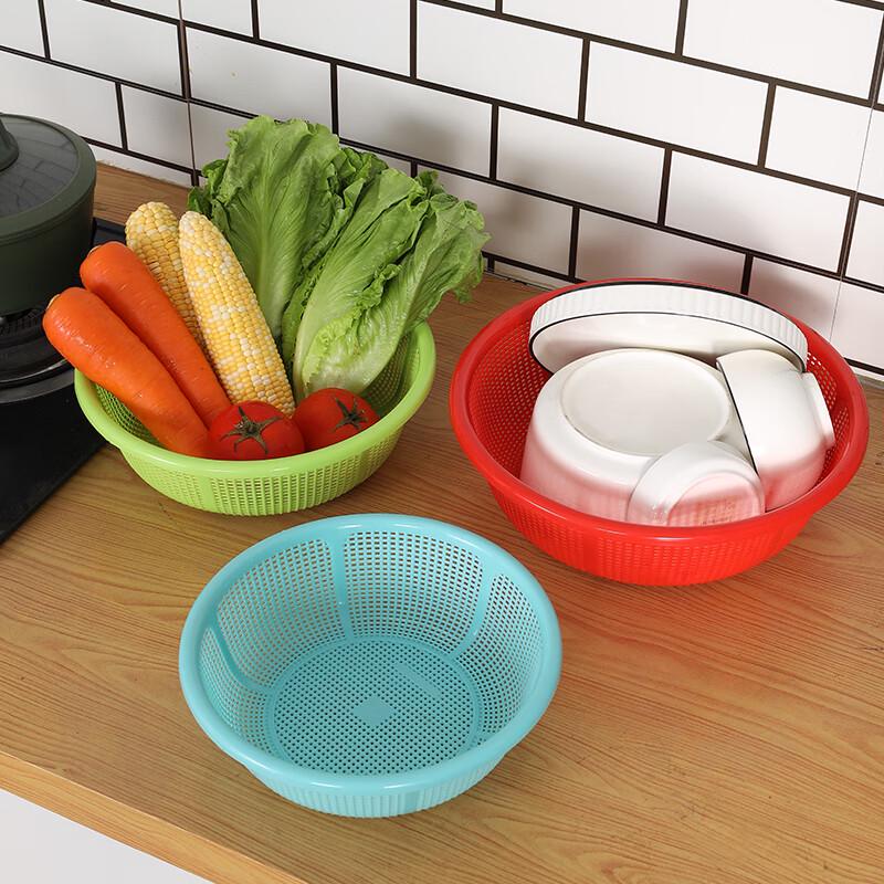 Bingyue kulatá plastová myčka na zeleninu a cedník, zelená, 3 kusy