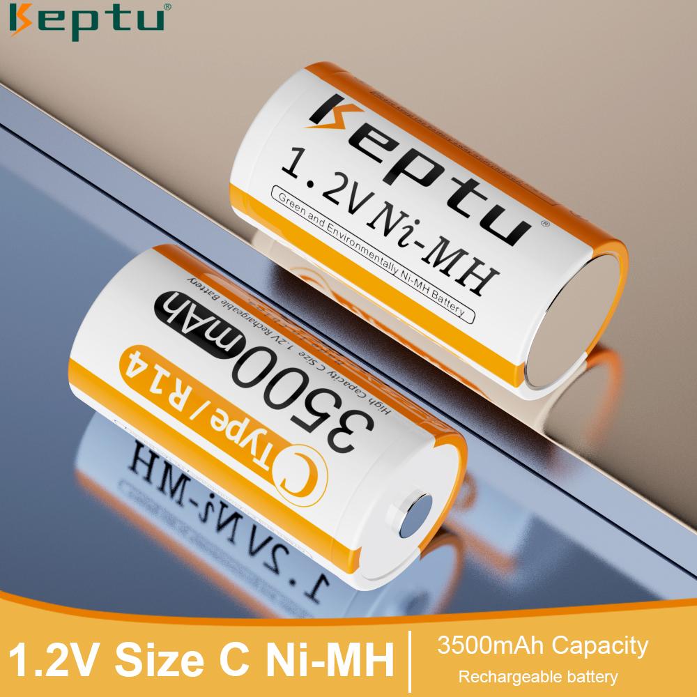 KEPTU 3500mAh 1.2V C Size Ni-MH Rechargeable Battery with Low Self Discharge for Household Flashlight Water Heater Toy