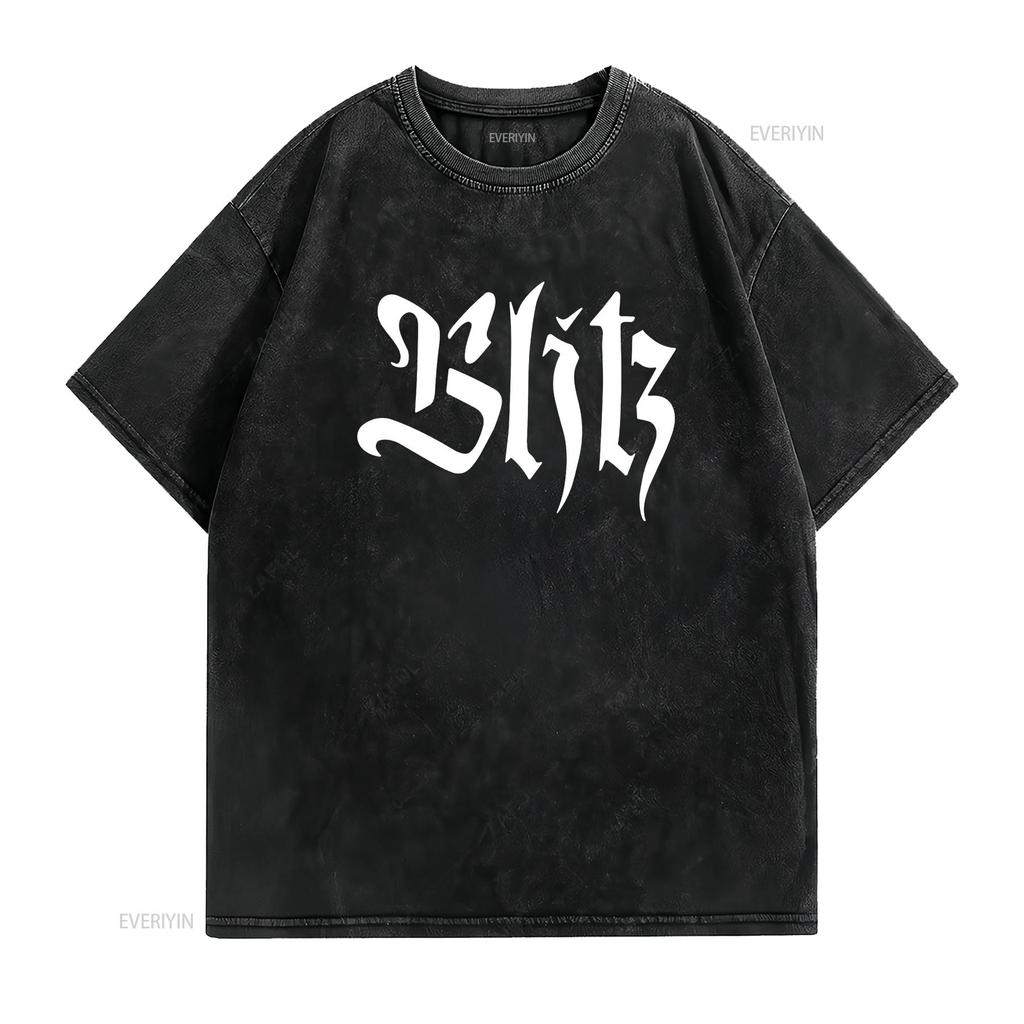 Blitz Logo T Shirt Punk Oi UK Business Cockney Rejects  Skins Partisans Vintage Washed Casual Unisex Slightly Soft