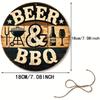 Round Barbecue Metal Wall Art - Rustic Iron Grill Decor - Holiday Tin Sign Ornament