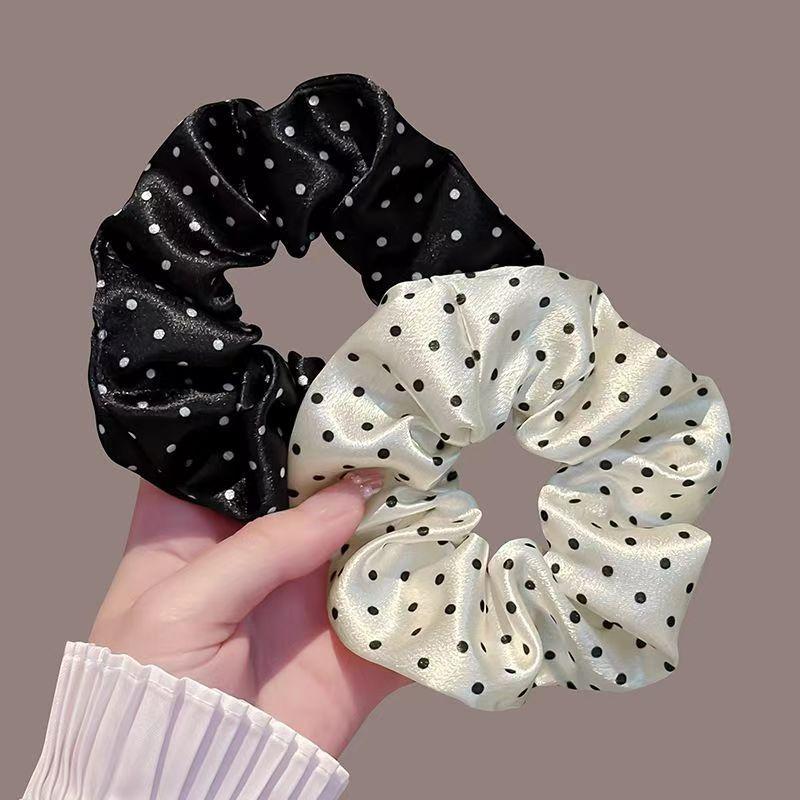 

2 шт. атласная имитация шелка в горошек диаметром 12 см большого размера резинка для волос петля для волос веревка для волос