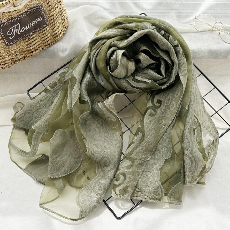 Spring/Summer New Simulated Silk Stain Dyeing Cutting Flower Thin Scarf Sunscreen Shawl