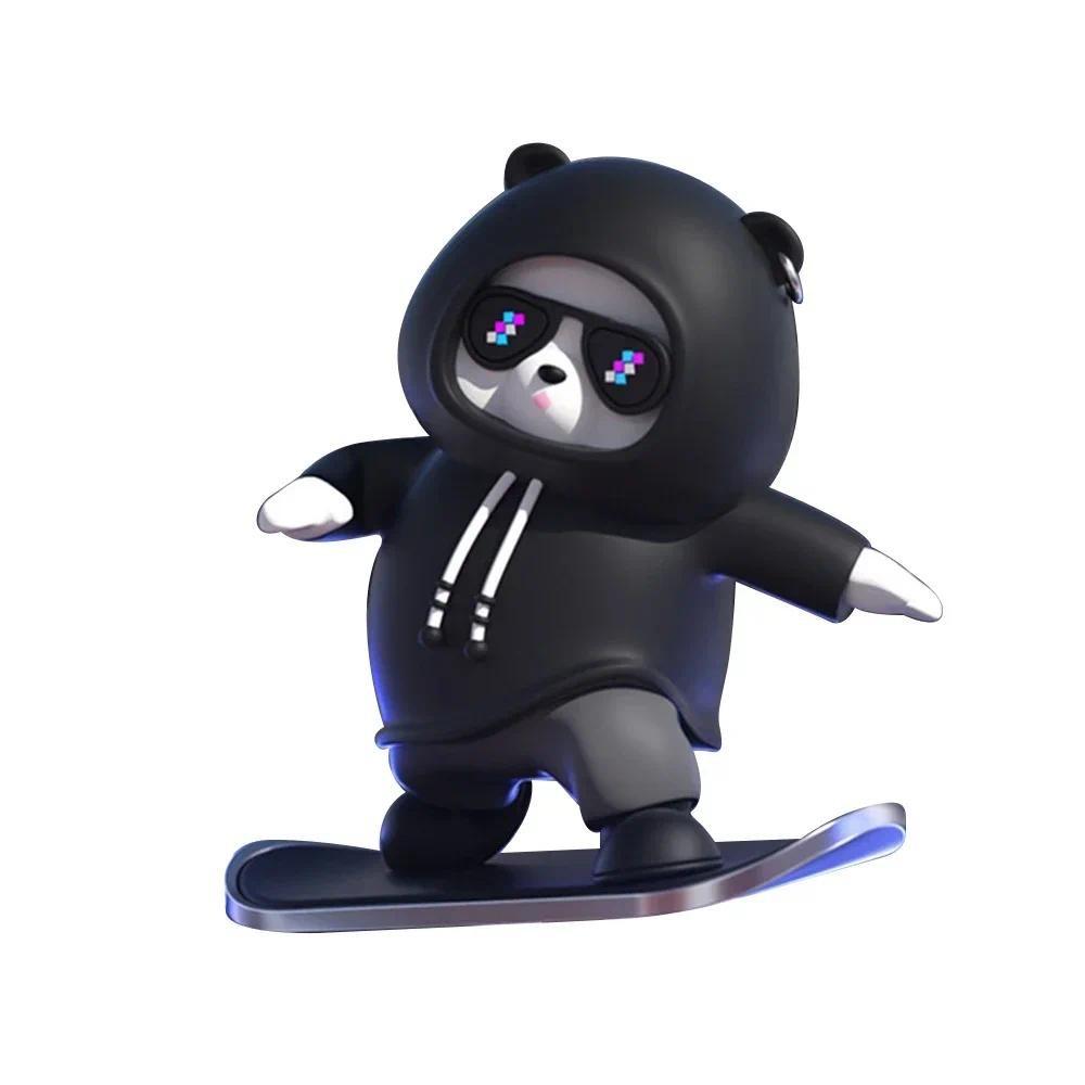 Cute Snowboarding Bear Car Dashboard Decoration - Cartoon PVC Car Interior Ornament Gift (4 Colors)