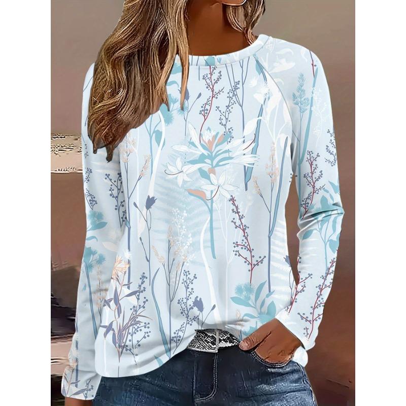 Women's 3D Printed Floral Print T-shirt Fashion Long Sleeve Round Neck Regular Tops Holiday Weekend Spring Autumn
