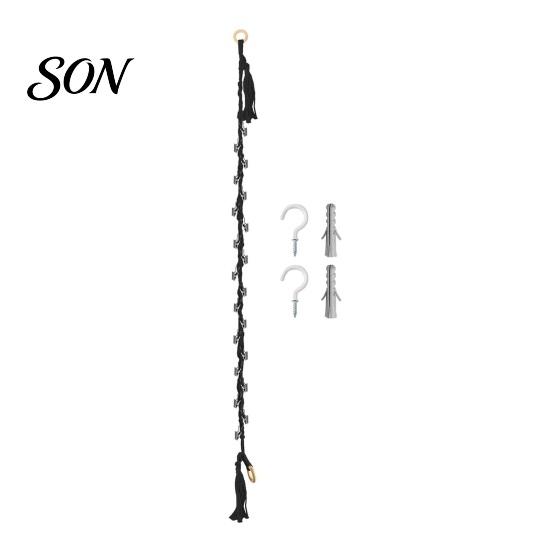 Wall Mounted Doll Organizer Stuffed Cotton Hanging Storage Chain, with Rope Toy Hanger Metal Clips, Boho Display Strap for Kids Room And