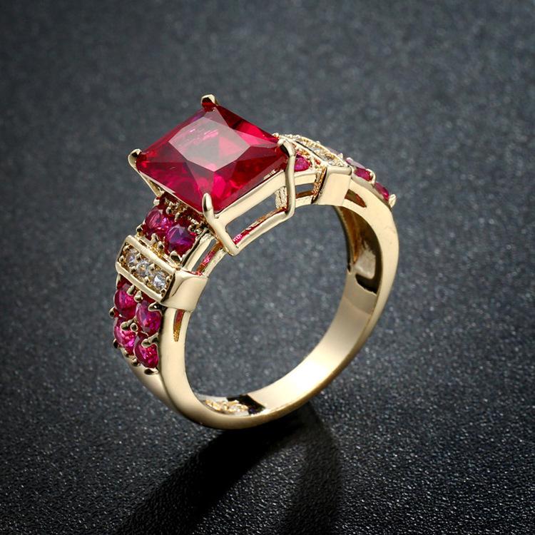Jianjie Cross-Border Jewelry: Multicolor Inlaid Square Zircon Ring
