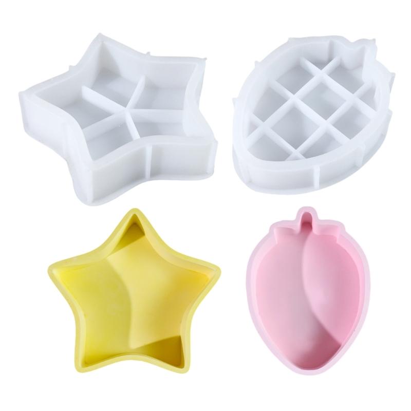 Strawberry and Star Jewelry Boxes Mould Cute Strawberry Star Shaped Silicone Mold for Handcrafted Storage Solutions