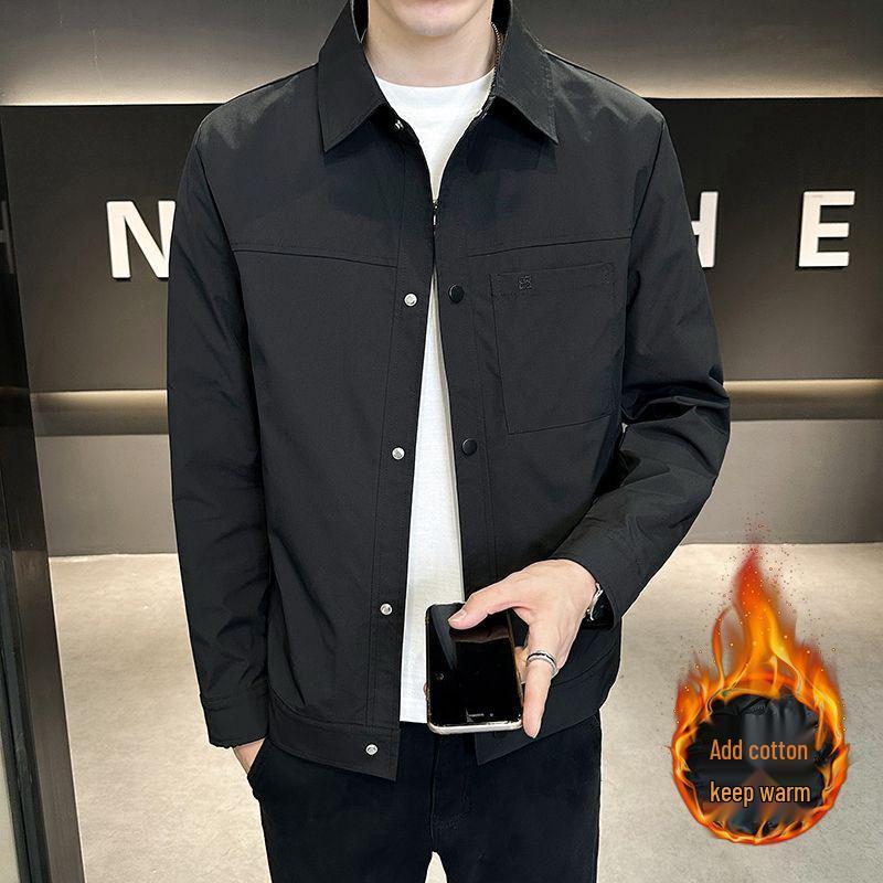 

Men s Slim Fit Cotton Jacket - Stylish, Warm, Versatile, Turn-Down Collar for Autumn and Winter 2XL for 135-148 Jin