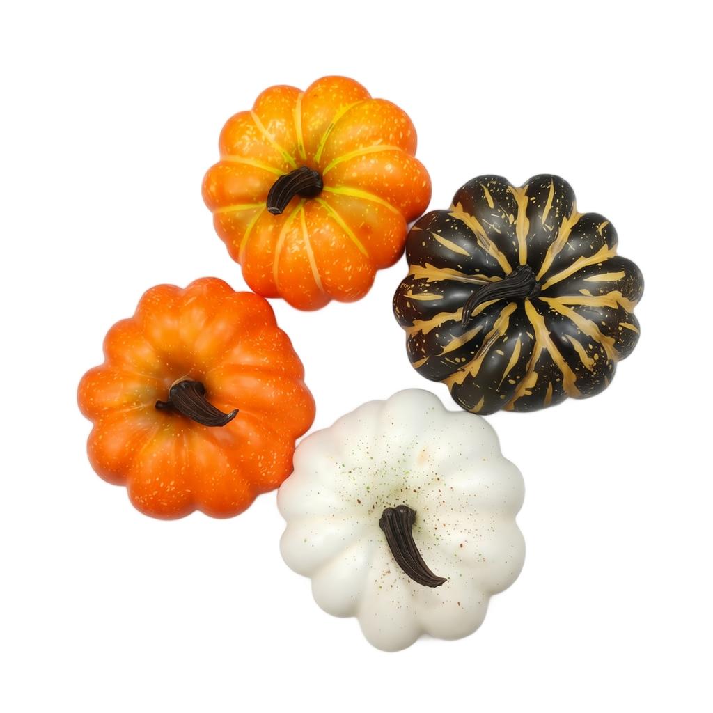 4 Pcs Faux Pumpkin Decorations for Halloween Easter Indoor Home Mantel Shelf Table Centerpiece