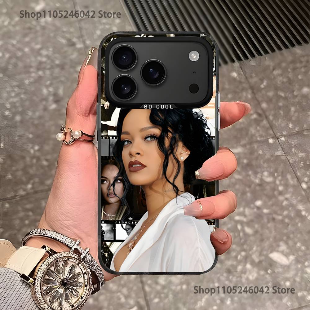 Singer R-Rihannas For iPhone 17,16,15,14,13,12,11,Pro,MAX,Plus Black Shockproof Candy Matte Cover