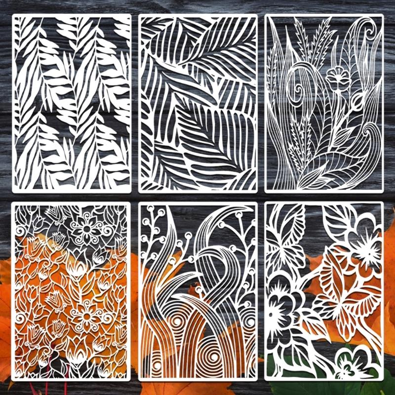 6/12Pcs Geometric Floral Templates 12x8in PET Drawing Stencils for Art Painting Card Making Kid Room Wall Decoration