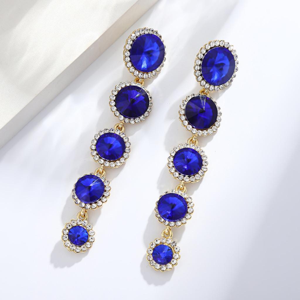 Geometric Style Drop Earrings For Women Alloy Crystal Tassel Fashion Jewelry