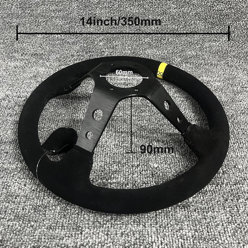 Universal 350mm Racing Steering Wheel Suede 14inch Deep Dish Bolts With Horn Button Include Aluminum Ring For VW HONDA BMW Ford