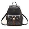 Rucsac de damă alb-negru cu paiete la modă. Rucsac de călătorie pentru petrecerea timpului liber, din piele de calitate, cu ciucuri