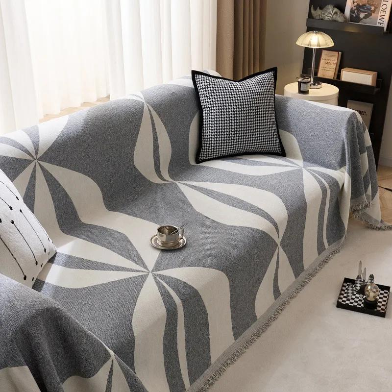 Reversible Chenille Sofa Towel Sofa Cover Anti-cat Scratch All-season Chenille Living Room Sofa Cover All-inclusive