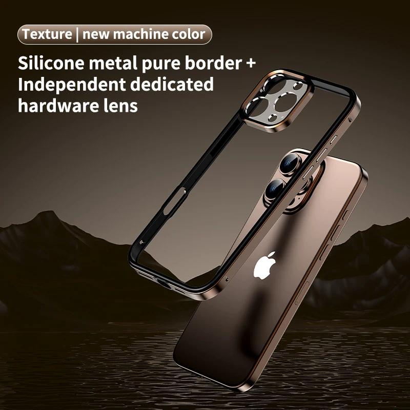 Metal Frame Bumper Shockproof Case for IPhone 16 15 Pro Max Plus 5G for Apple Primary Colour Camera Lens Protection Phone Cover