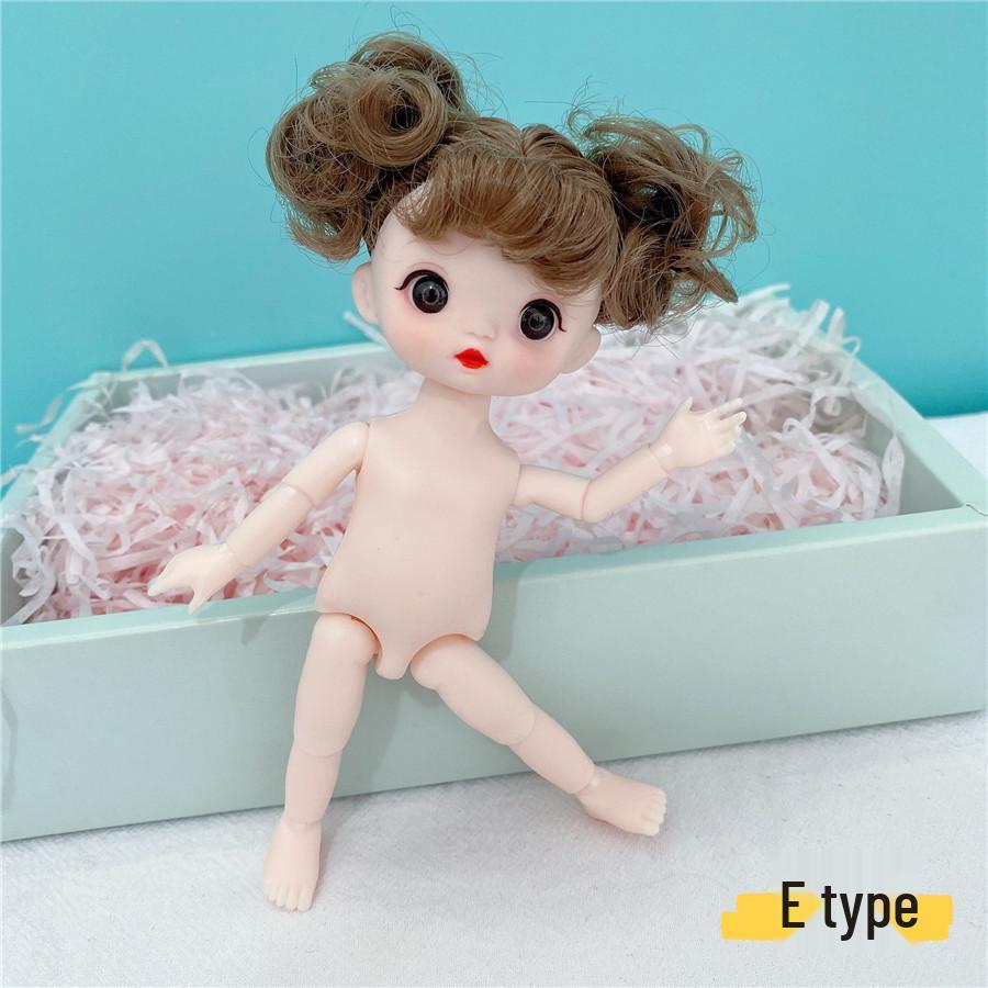 8-Inch 17cm Nude BJD Doll with 3D Real Eyes, 13 Joints, Makeup, Dress-Up Options