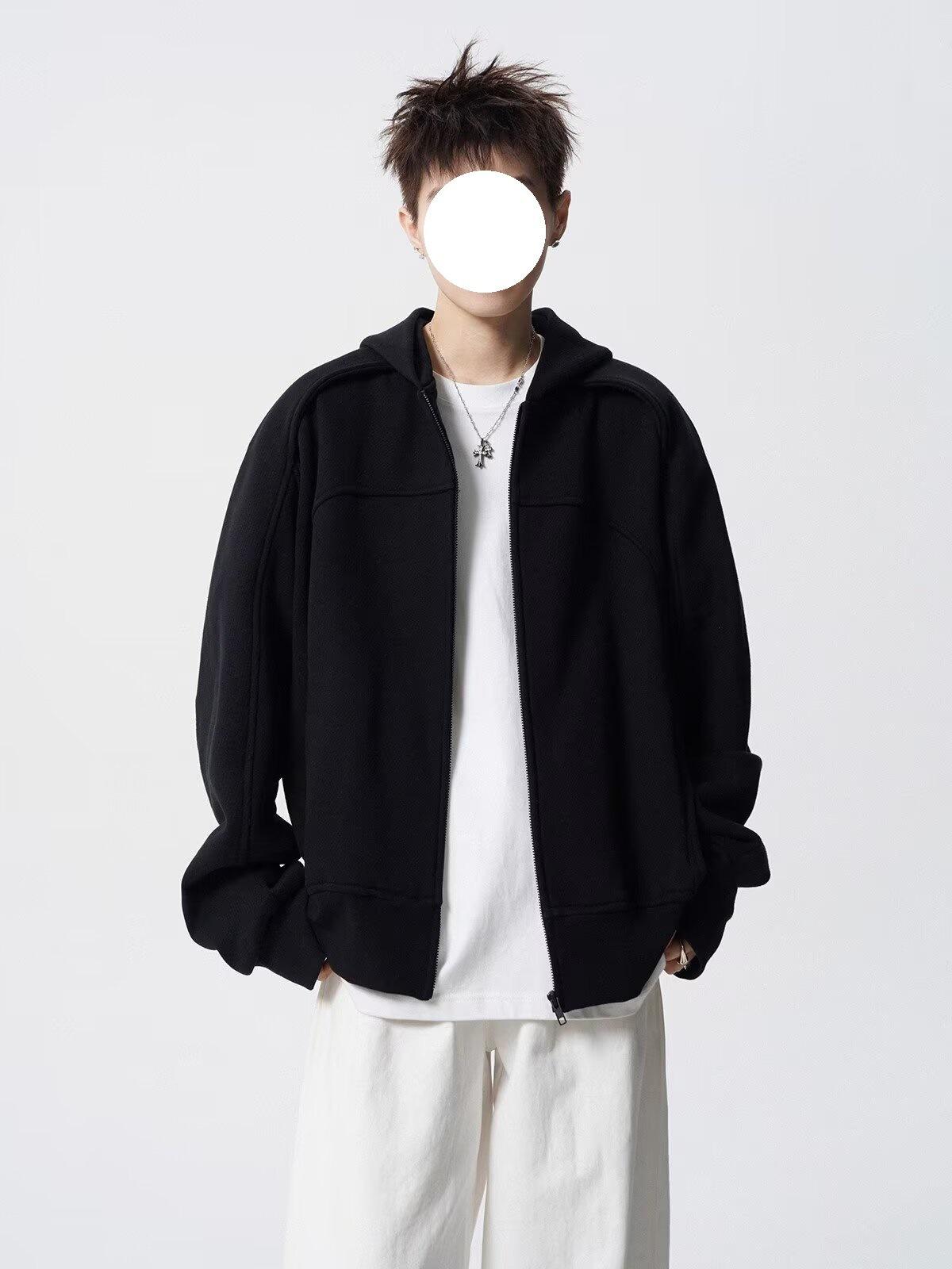 

American cleanfit ruffian handsome silhouette hooded sweater men s autumn and winter high street heavy trendy brand deconstructed cardigan jacket 3XL