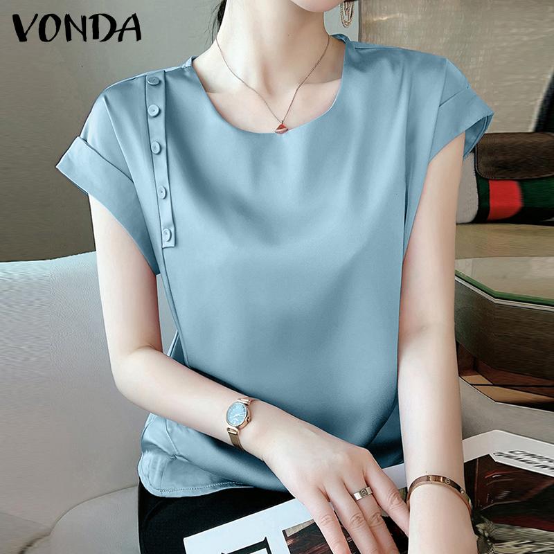 

VONDA Горячая летняя женская атласная блузка с короткими рукавами